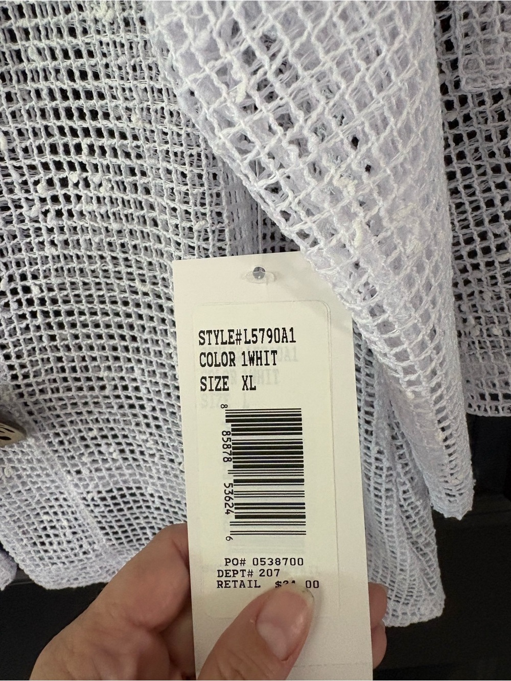 NWT Nina Leonard White Open-Weave Mesh Overlay Top - Picture 7 of 9